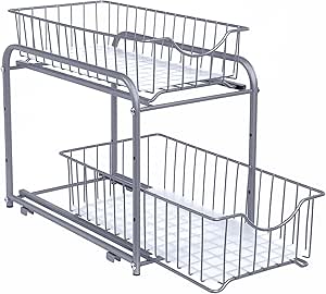 Organisateur coulissant SONGMICS KCS017E01 à 2 niveaux avec paniers métalliques pour rangement sous évier